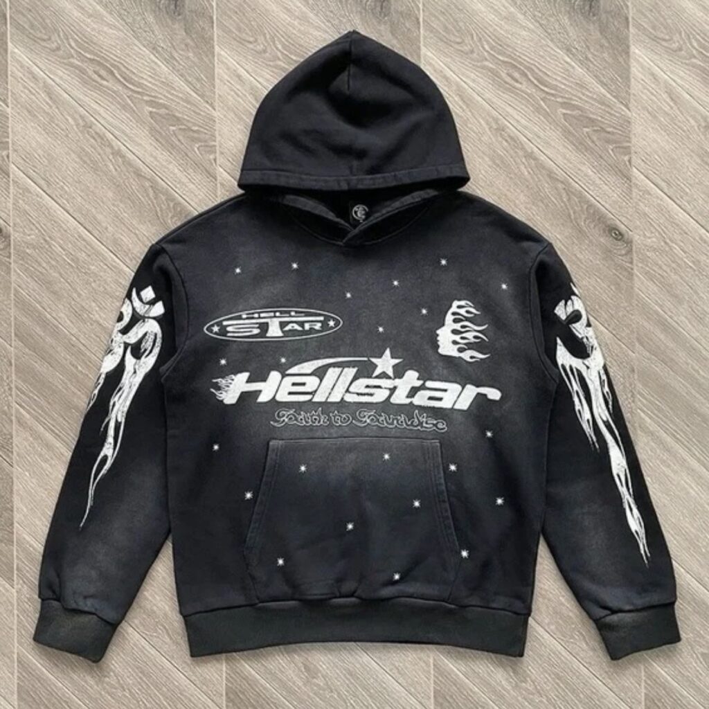 HELLSTAR HOODIE – BLACK & GREY (ON HAND) SIZE XL : ShopFlyWearz