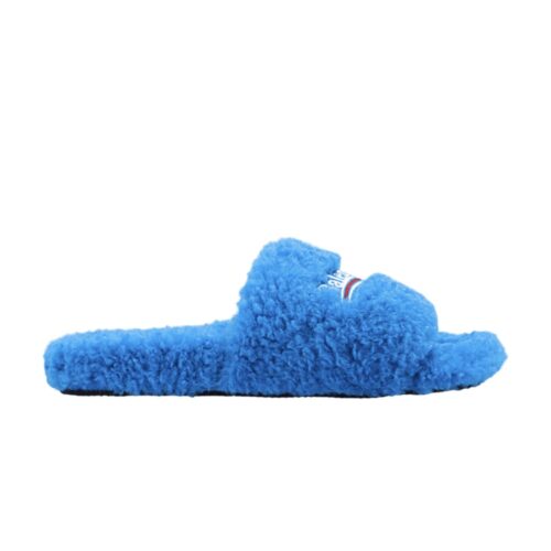 BB -  BLUE FURRY SLIDES