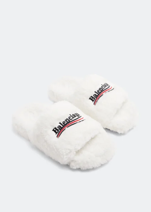 BB - WHITE FURRY SLIDES