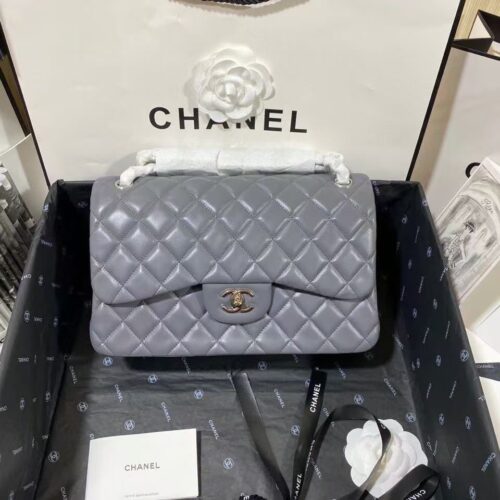 CHANEL JUMBO DOUBLE FLAP - GRAY
