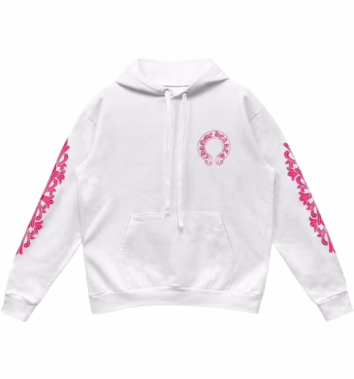CHROME HEART HOODIE - WHITE & PINK